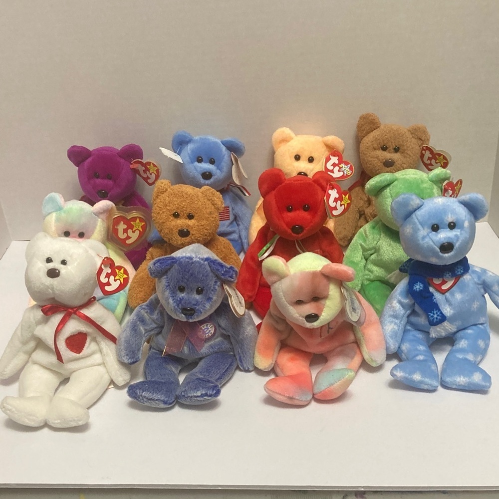 Vintage Beanie Baby bears lot, 12 in all no duplicates collectable  childs play